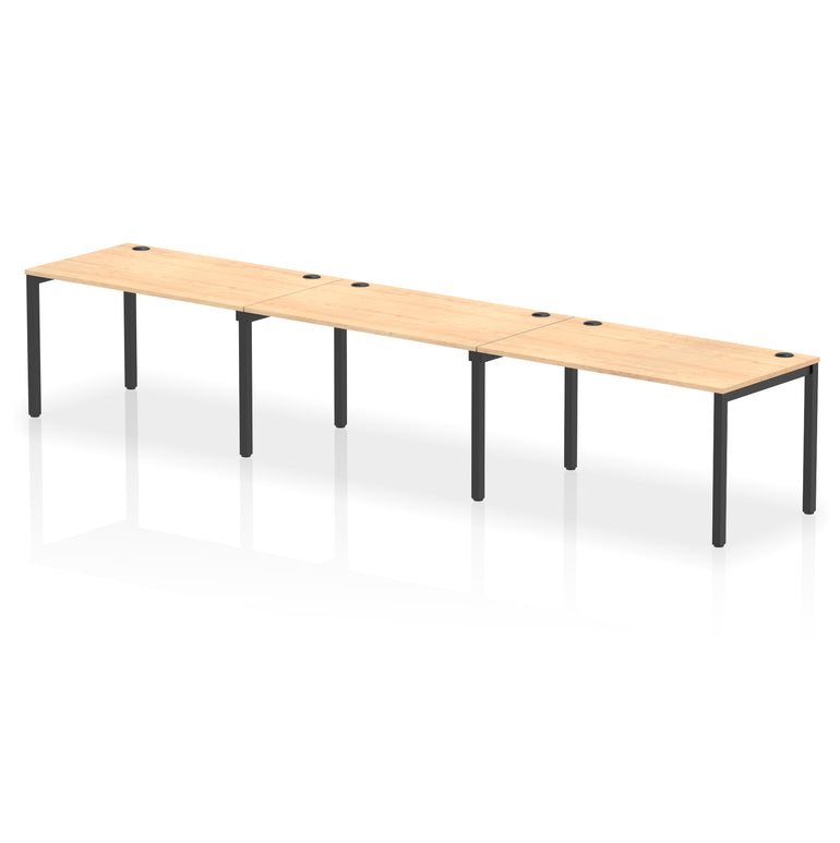 Impulse 3 Person Single Row Bench Desk, 3600–5400mm Wide, Multiple Desk & Frame Colours, MFC, Self-Assembly, 10 Year Warranty – Modern Office Workstation