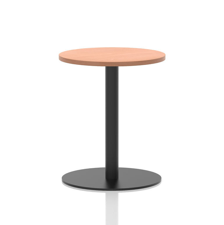 Italia Round Poseur Table – Black Leg, Round MFC Top, 600–1200mm, Standard or Poseur Height, Multiple Wood Finishes, 10 Year Warranty, Office Meeting Bistro Furniture