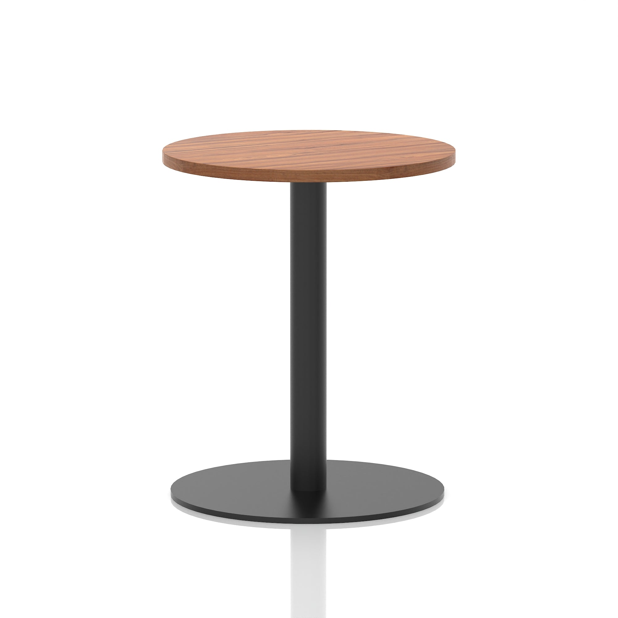 Italia Round Poseur Table – Black Leg, Round MFC Top, 600–1200mm, Standard or Poseur Height, Multiple Wood Finishes, 10 Year Warranty, Office Meeting Bistro Furniture