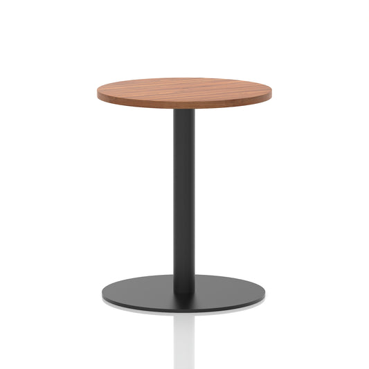 Italia Round Poseur Table – Black Leg, Round MFC Top, 600–1200mm, Standard or Poseur Height, Multiple Wood Finishes, 10 Year Warranty, Office Meeting Bistro Furniture