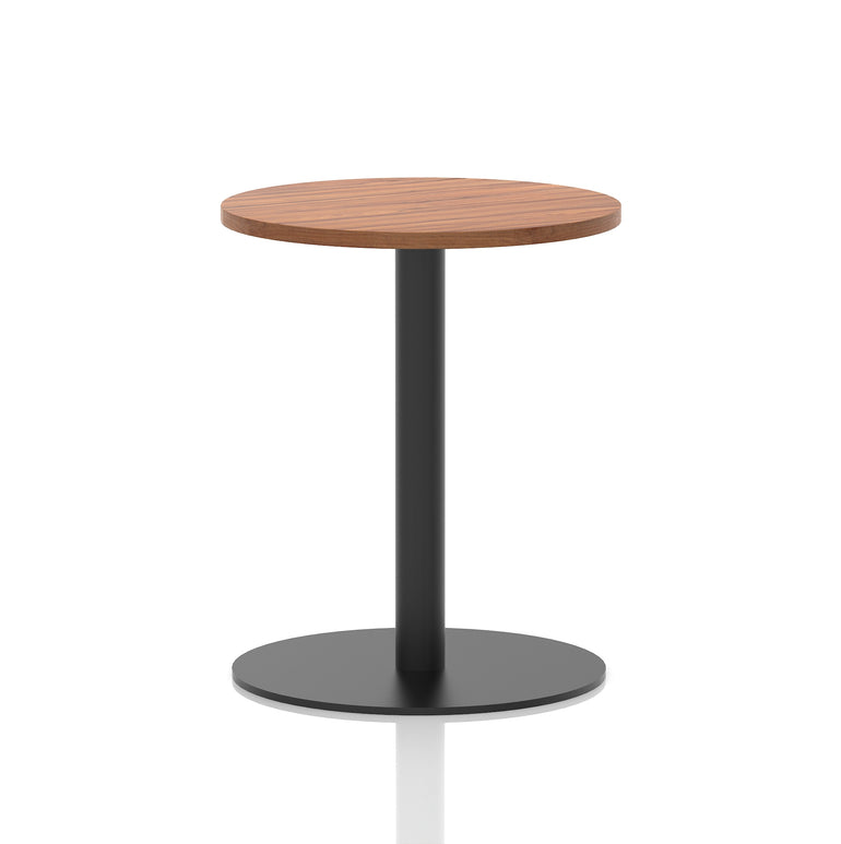 Italia Round Poseur Table – Black Leg, Round MFC Top, 600–1200mm, Standard or Poseur Height, Multiple Wood Finishes, 10 Year Warranty, Office Meeting Bistro Furniture