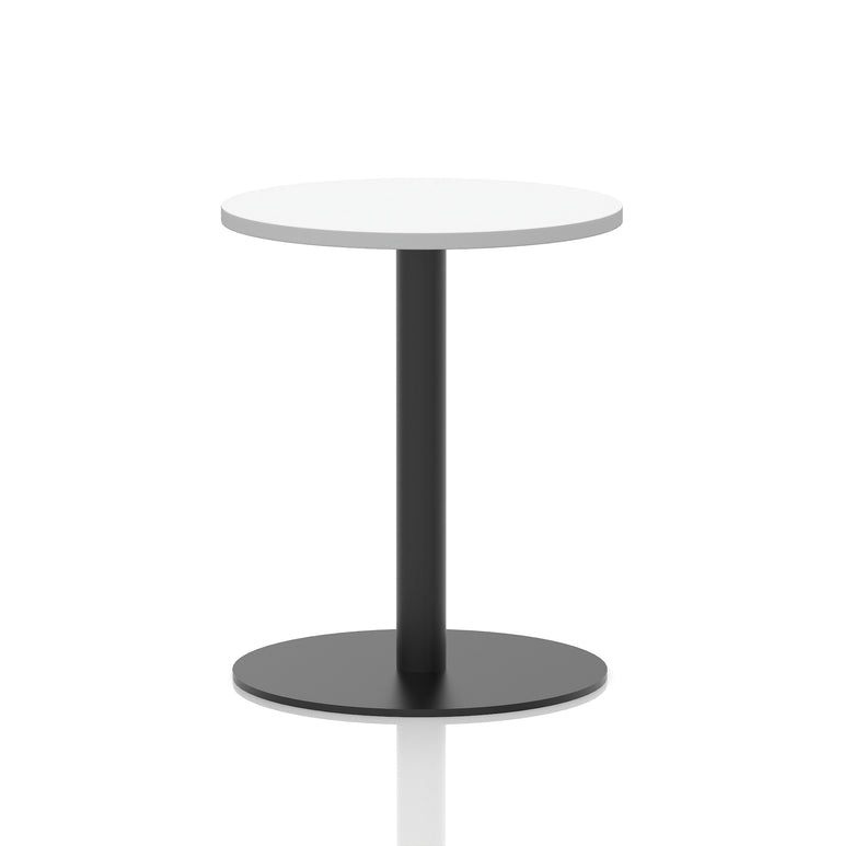 Italia Round Poseur Table – Black Leg, Round MFC Top, 600–1200mm, Standard or Poseur Height, Multiple Wood Finishes, 10 Year Warranty, Office Meeting Bistro Furniture