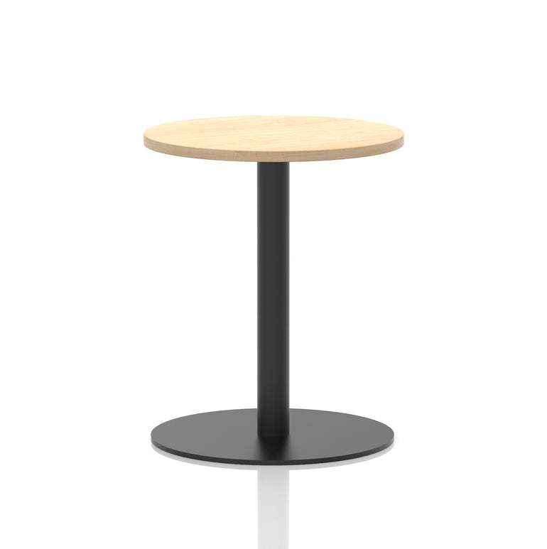 Italia Round Poseur Table – Black Leg, Round MFC Top, 600–1200mm, Standard or Poseur Height, Multiple Wood Finishes, 10 Year Warranty, Office Meeting Bistro Furniture