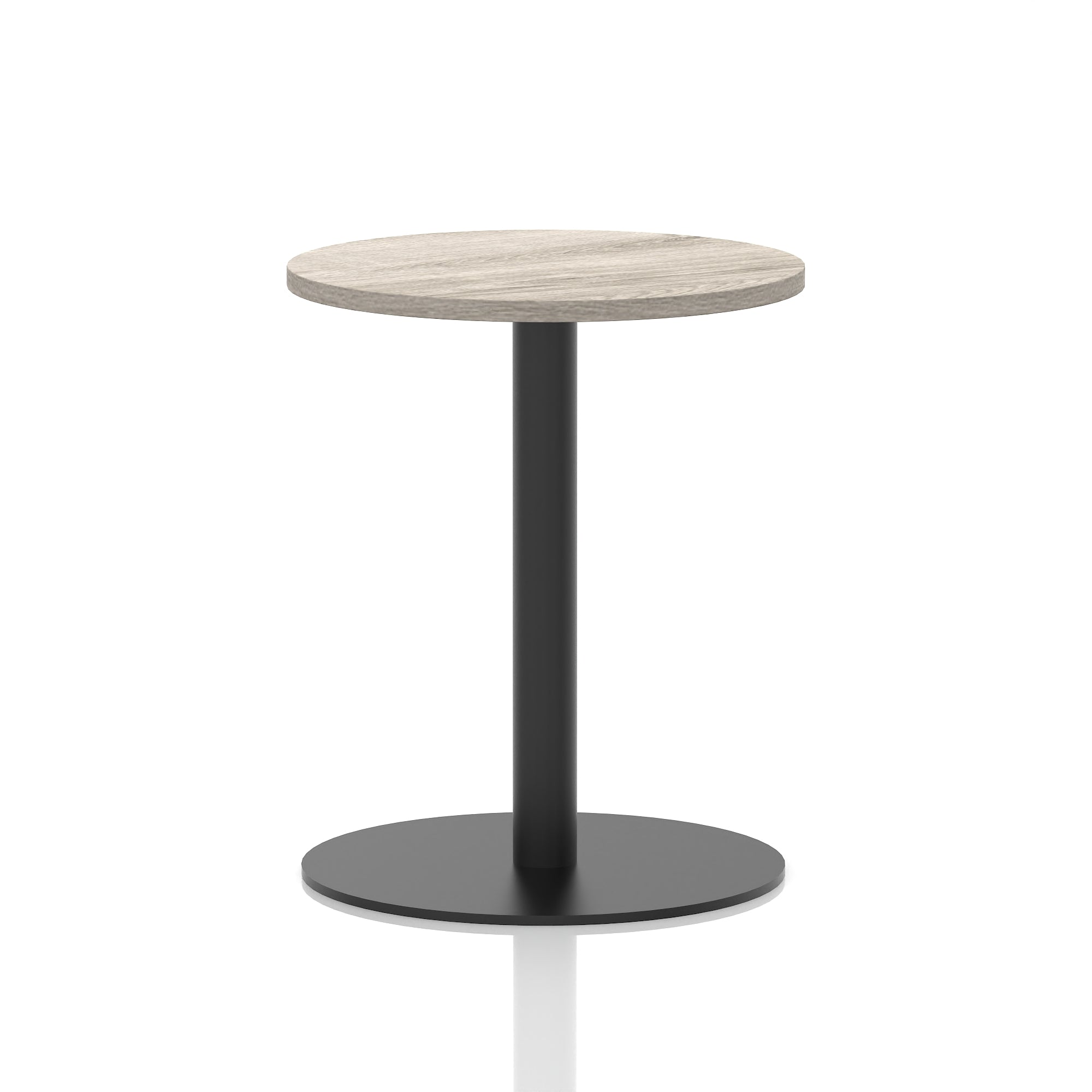 Italia Round Poseur Table – Black Leg, Round MFC Top, 600–1200mm, Standard or Poseur Height, Multiple Wood Finishes, 10 Year Warranty, Office Meeting Bistro Furniture