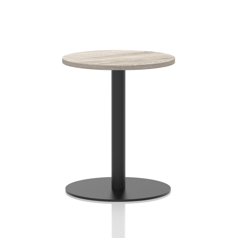 Italia Round Poseur Table – Black Leg, Round MFC Top, 600–1200mm, Standard or Poseur Height, Multiple Wood Finishes, 10 Year Warranty, Office Meeting Bistro Furniture