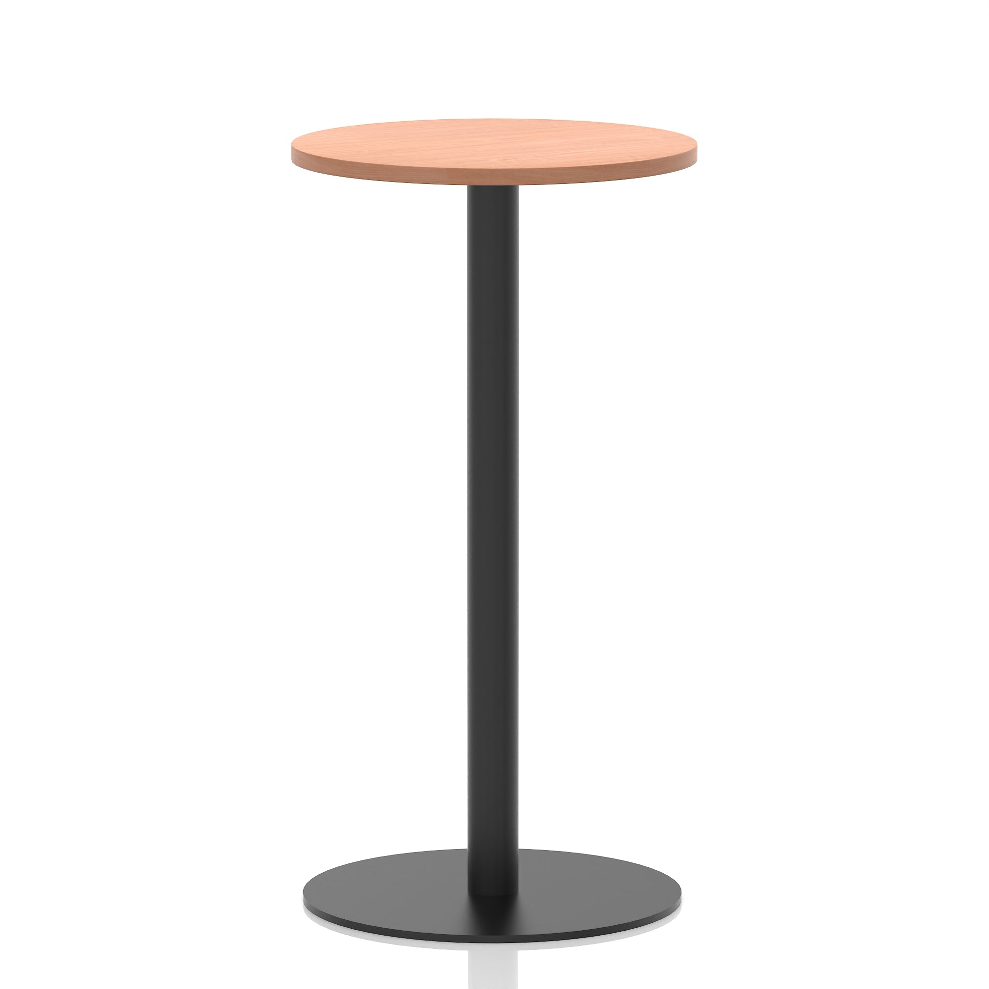 Italia Round Poseur Table – Black Leg, Round MFC Top, 600–1200mm, Standard or Poseur Height, Multiple Wood Finishes, 10 Year Warranty, Office Meeting Bistro Furniture
