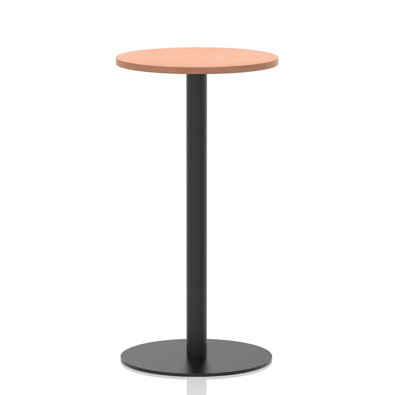 Italia Round Poseur Table – Black Leg, Round MFC Top, 600–1200mm, Standard or Poseur Height, Multiple Wood Finishes, 10 Year Warranty, Office Meeting Bistro Furniture