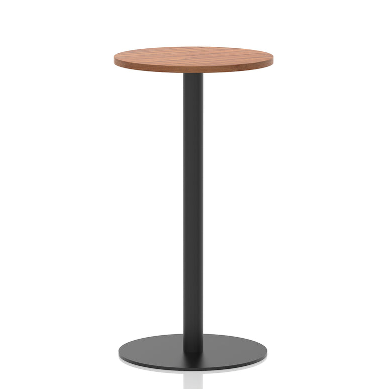 Italia Round Poseur Table – Black Leg, Round MFC Top, 600–1200mm, Standard or Poseur Height, Multiple Wood Finishes, 10 Year Warranty, Office Meeting Bistro Furniture
