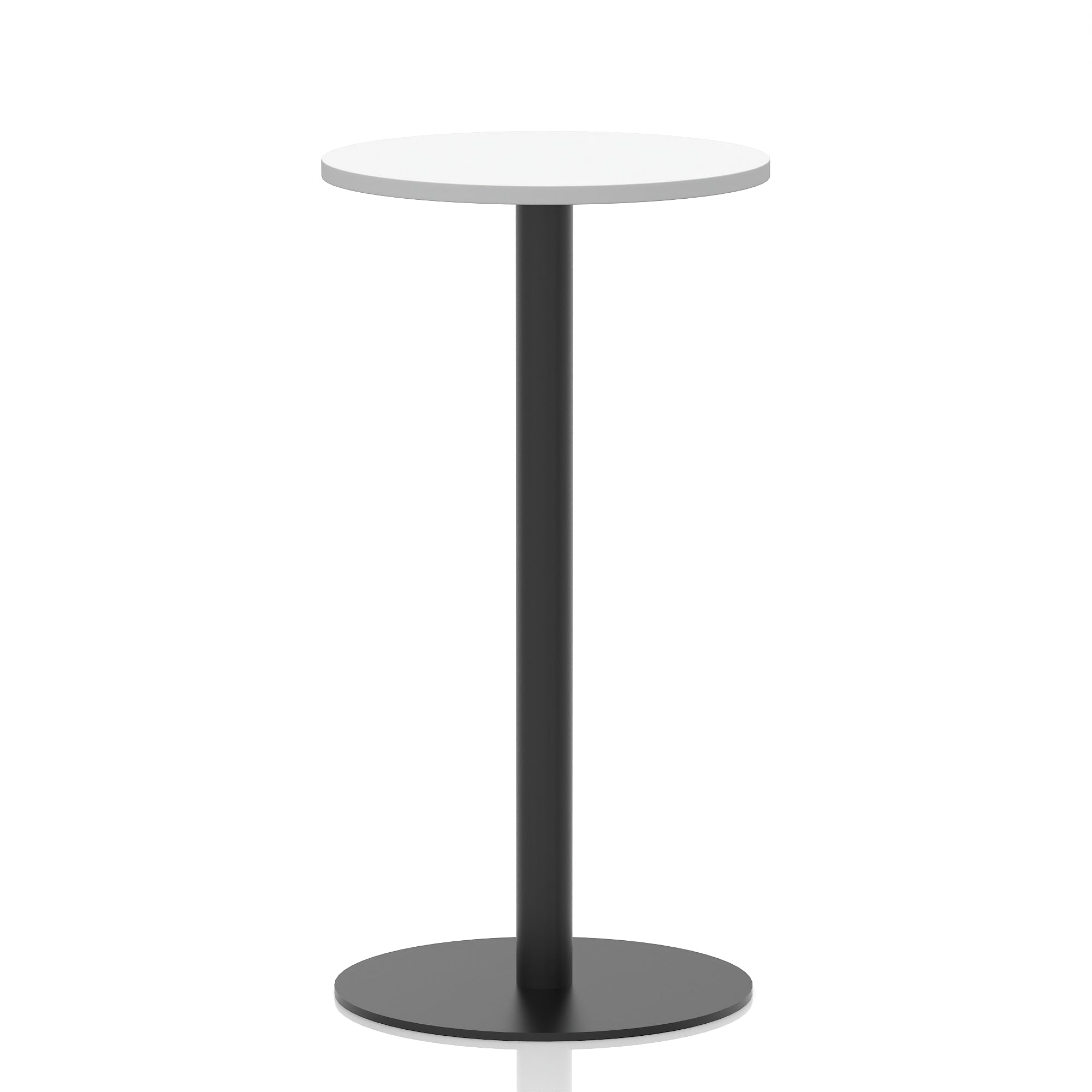 Italia Round Poseur Table – Black Leg, Round MFC Top, 600–1200mm, Standard or Poseur Height, Multiple Wood Finishes, 10 Year Warranty, Office Meeting Bistro Furniture