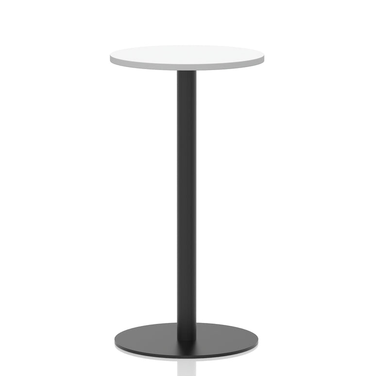 Italia Round Poseur Table – Black Leg, Round MFC Top, 600–1200mm, Standard or Poseur Height, Multiple Wood Finishes, 10 Year Warranty, Office Meeting Bistro Furniture