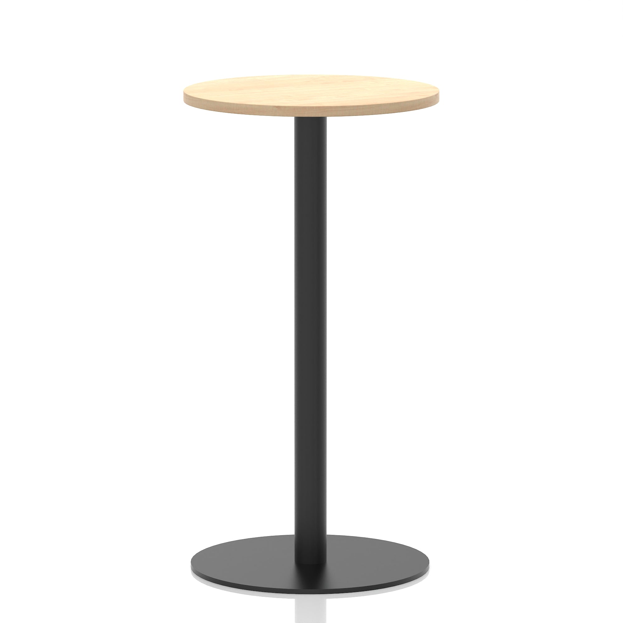 Italia Round Poseur Table – Black Leg, Round MFC Top, 600–1200mm, Standard or Poseur Height, Multiple Wood Finishes, 10 Year Warranty, Office Meeting Bistro Furniture