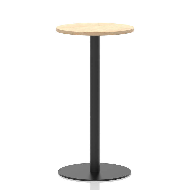 Italia Round Poseur Table – Black Leg, Round MFC Top, 600–1200mm, Standard or Poseur Height, Multiple Wood Finishes, 10 Year Warranty, Office Meeting Bistro Furniture