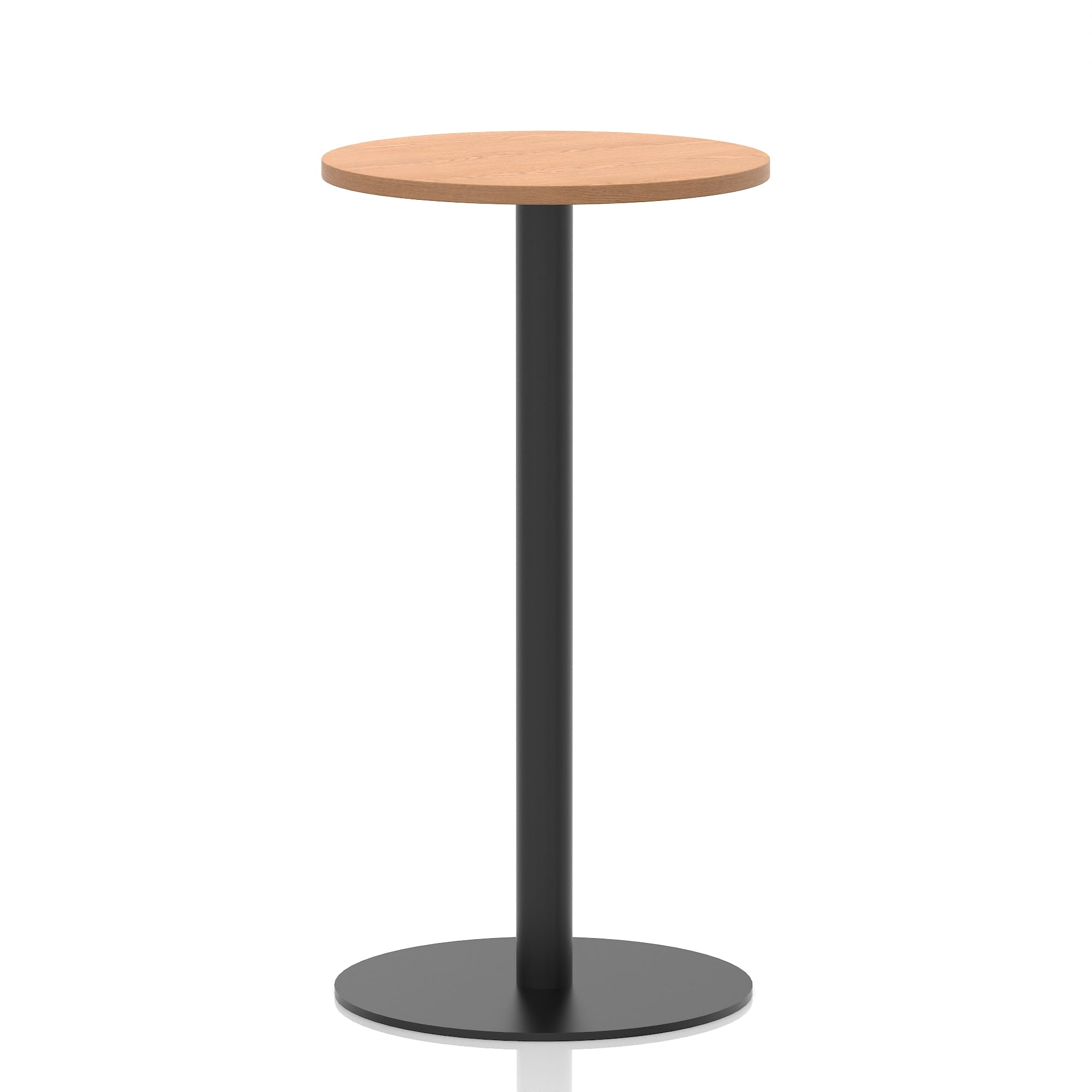 Italia Round Poseur Table – Black Leg, Round MFC Top, 600–1200mm, Standard or Poseur Height, Multiple Wood Finishes, 10 Year Warranty, Office Meeting Bistro Furniture