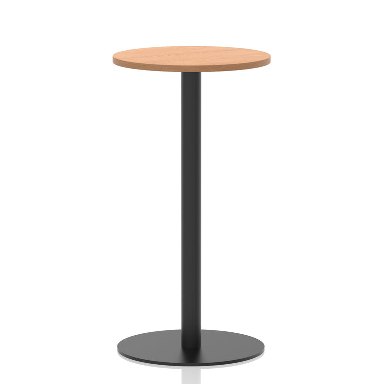 Italia Round Poseur Table – Black Leg, Round MFC Top, 600–1200mm, Standard or Poseur Height, Multiple Wood Finishes, 10 Year Warranty, Office Meeting Bistro Furniture