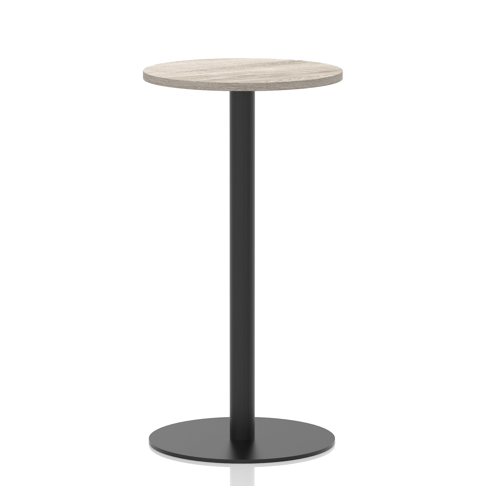 Italia Round Poseur Table – Black Leg, Round MFC Top, 600–1200mm, Standard or Poseur Height, Multiple Wood Finishes, 10 Year Warranty, Office Meeting Bistro Furniture
