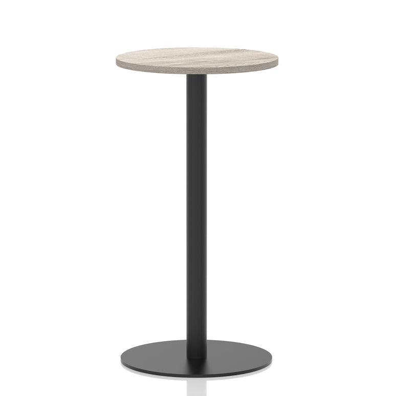 Italia Round Poseur Table – Black Leg, Round MFC Top, 600–1200mm, Standard or Poseur Height, Multiple Wood Finishes, 10 Year Warranty, Office Meeting Bistro Furniture