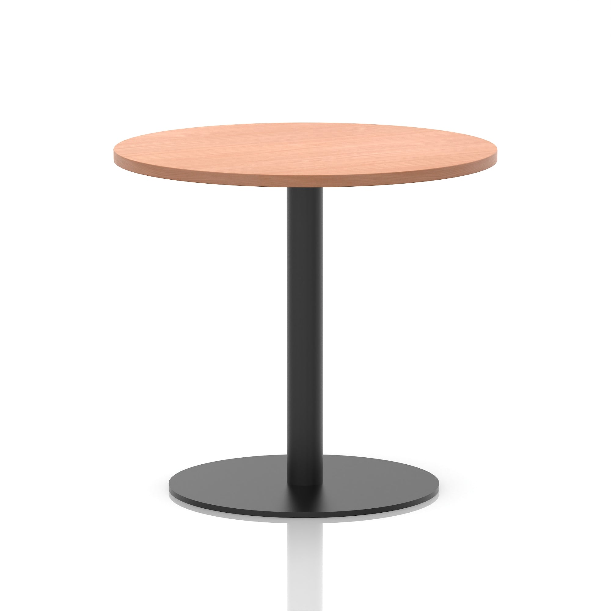 Italia Round Poseur Table – Black Leg, Round MFC Top, 600–1200mm, Standard or Poseur Height, Multiple Wood Finishes, 10 Year Warranty, Office Meeting Bistro Furniture