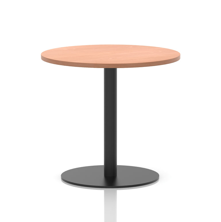 Italia Round Poseur Table – Black Leg, Round MFC Top, 600–1200mm, Standard or Poseur Height, Multiple Wood Finishes, 10 Year Warranty, Office Meeting Bistro Furniture