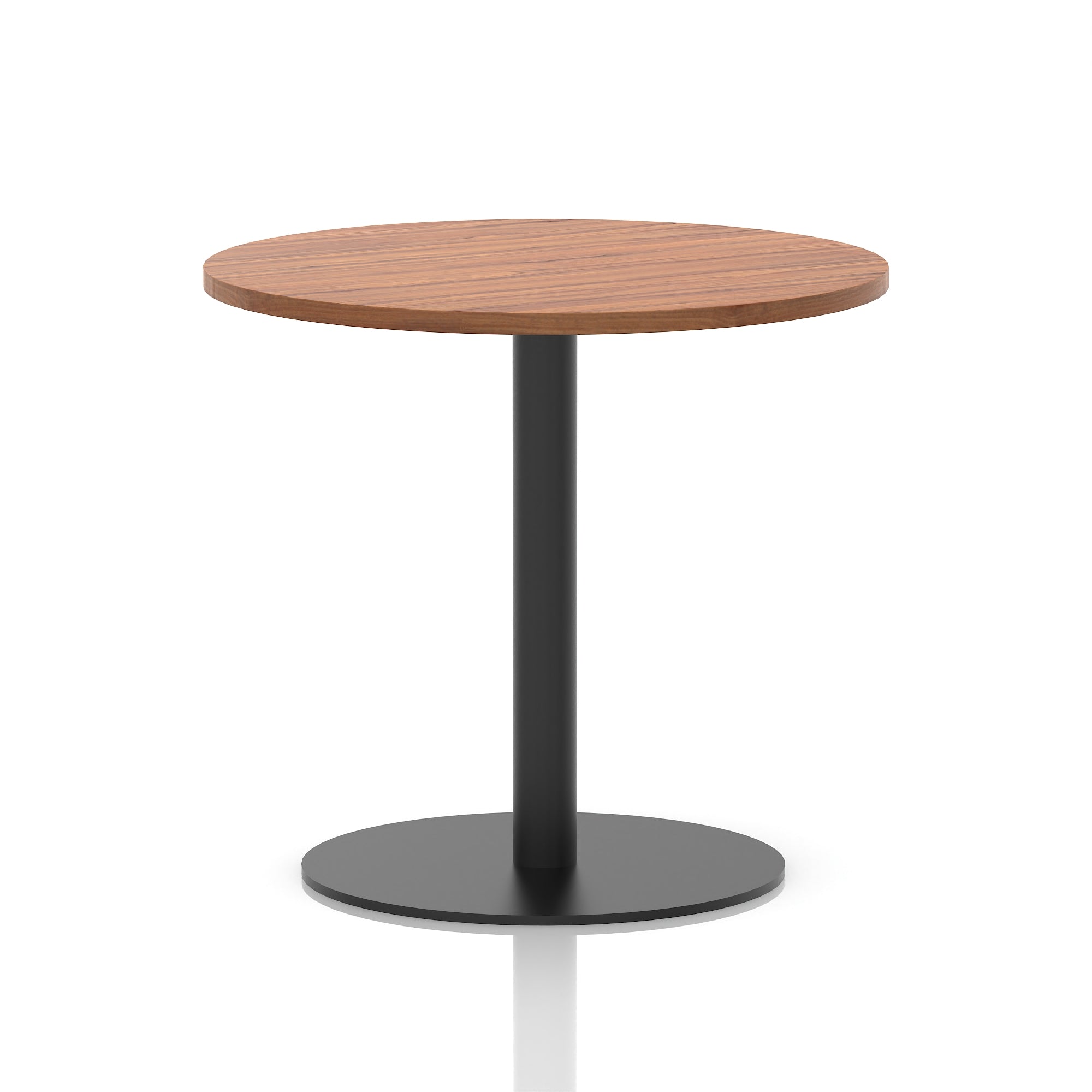 Italia Round Poseur Table – Black Leg, Round MFC Top, 600–1200mm, Standard or Poseur Height, Multiple Wood Finishes, 10 Year Warranty, Office Meeting Bistro Furniture