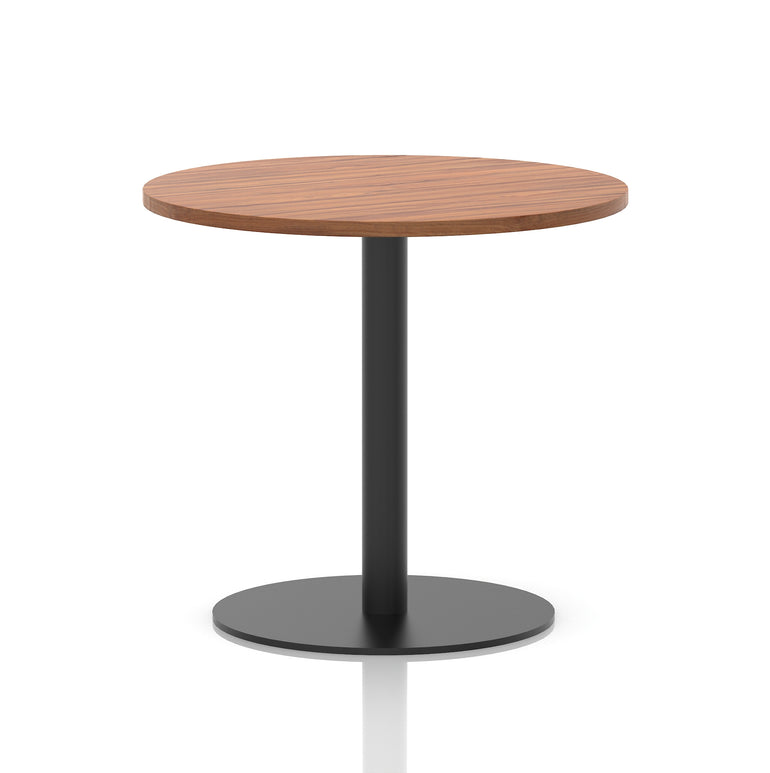 Italia Round Poseur Table – Black Leg, Round MFC Top, 600–1200mm, Standard or Poseur Height, Multiple Wood Finishes, 10 Year Warranty, Office Meeting Bistro Furniture