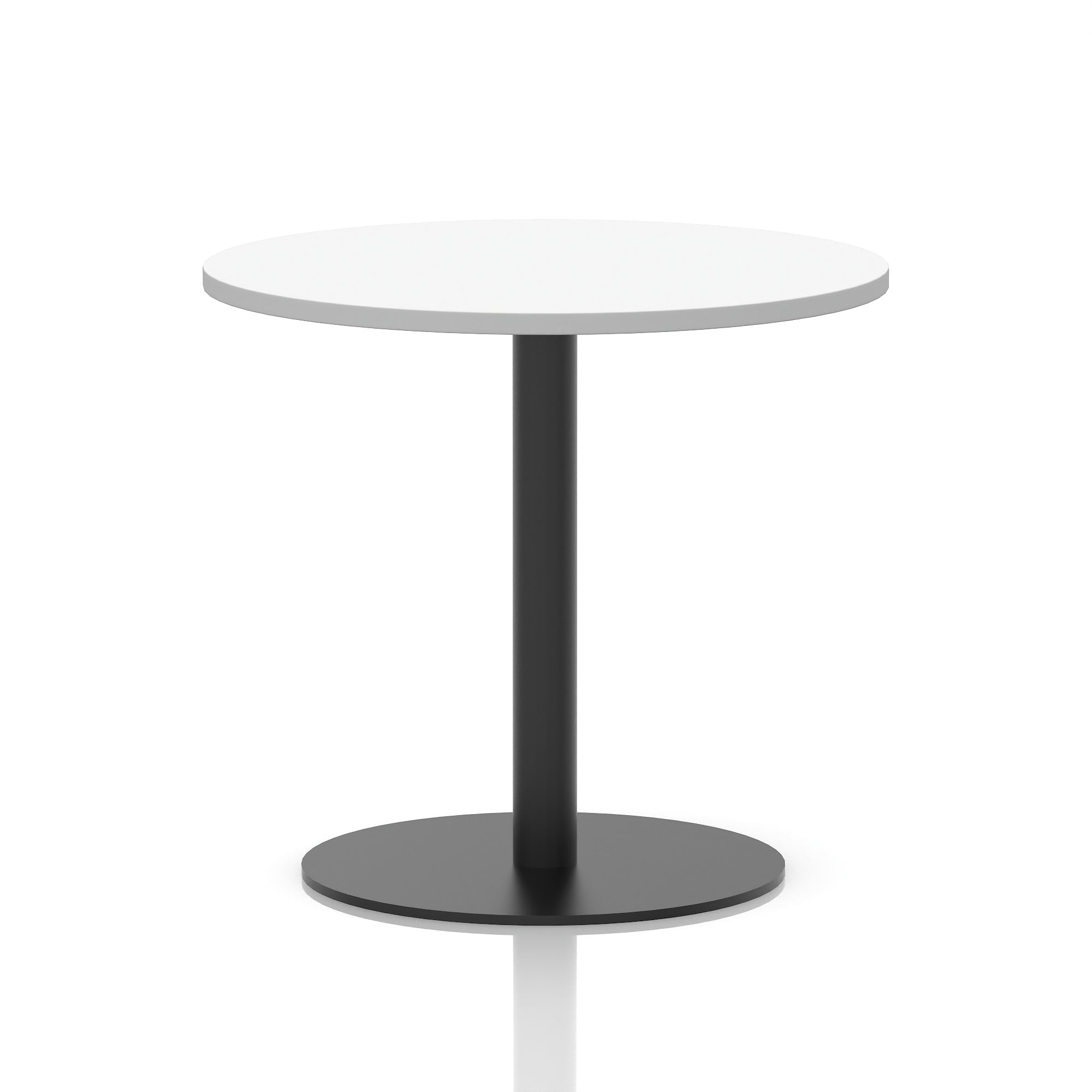 Italia Round Poseur Table – Black Leg, Round MFC Top, 600–1200mm, Standard or Poseur Height, Multiple Wood Finishes, 10 Year Warranty, Office Meeting Bistro Furniture