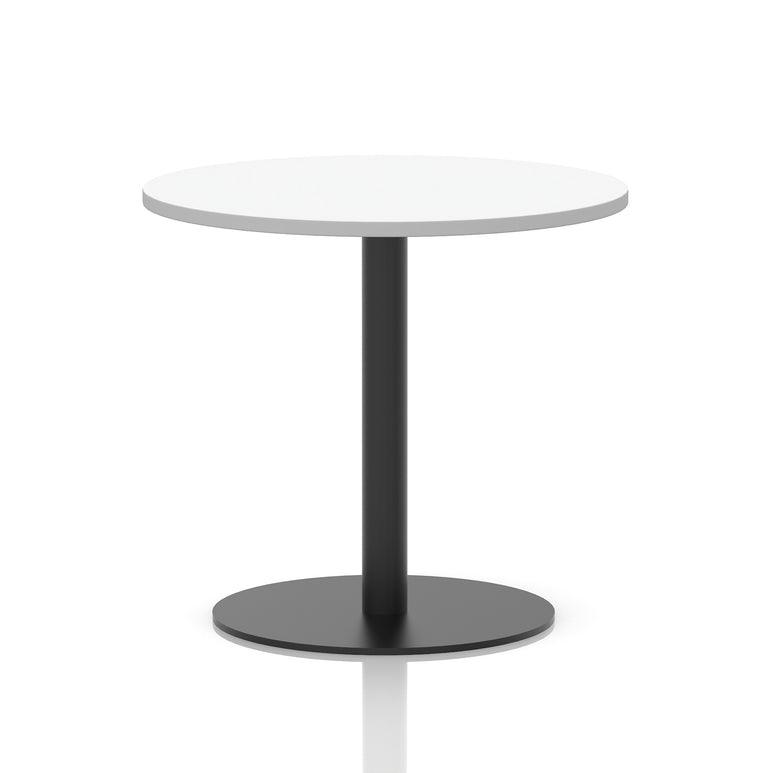 Italia Round Poseur Table – Black Leg, Round MFC Top, 600–1200mm, Standard or Poseur Height, Multiple Wood Finishes, 10 Year Warranty, Office Meeting Bistro Furniture