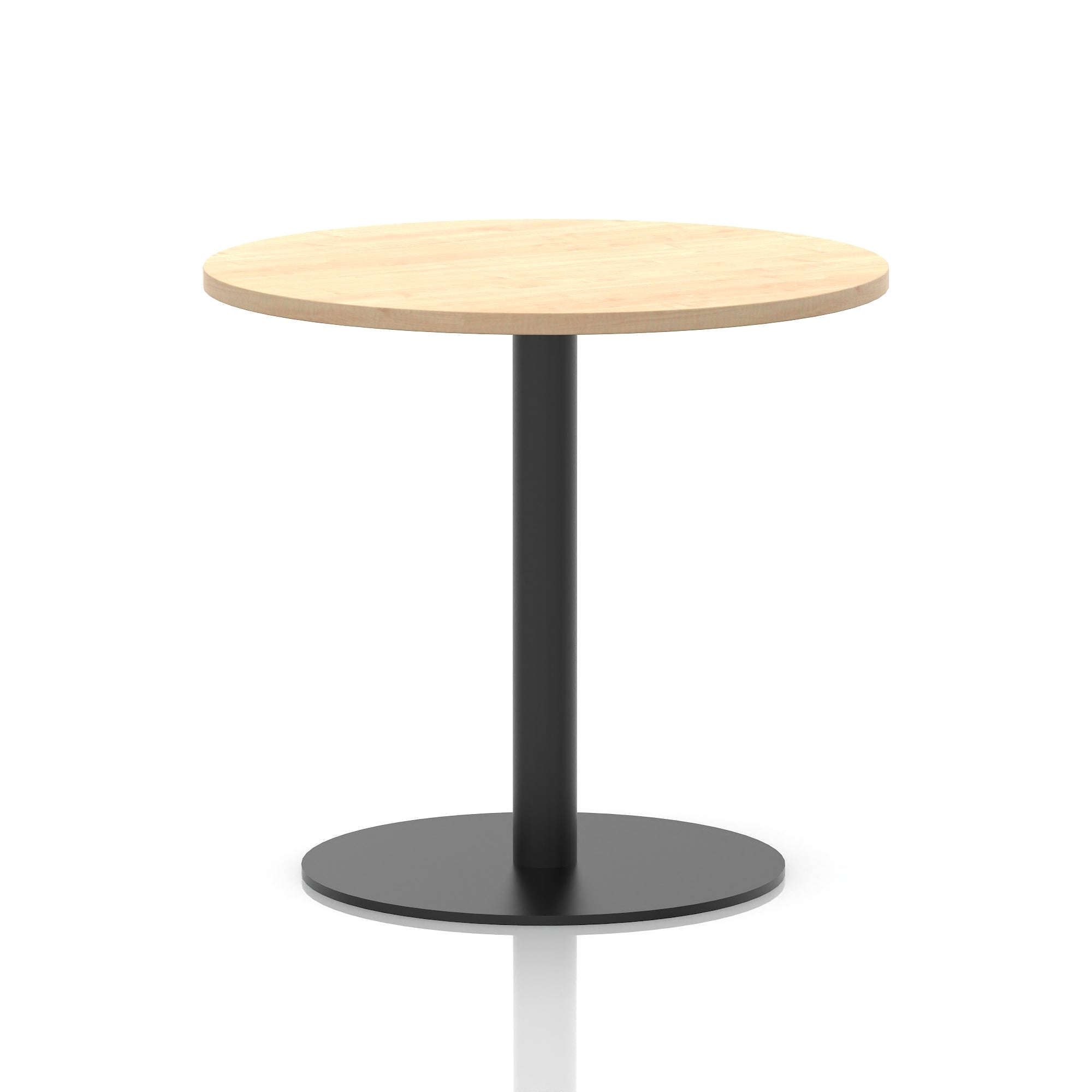 Italia Round Poseur Table – Black Leg, Round MFC Top, 600–1200mm, Standard or Poseur Height, Multiple Wood Finishes, 10 Year Warranty, Office Meeting Bistro Furniture