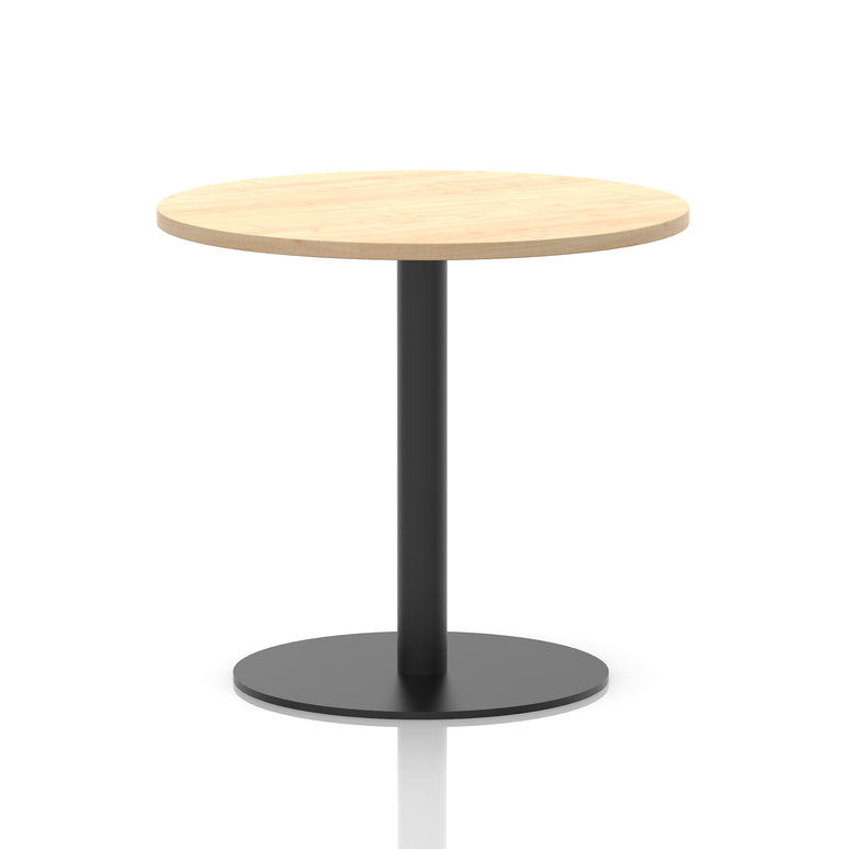 Italia Round Poseur Table – Black Leg, Round MFC Top, 600–1200mm, Standard or Poseur Height, Multiple Wood Finishes, 10 Year Warranty, Office Meeting Bistro Furniture