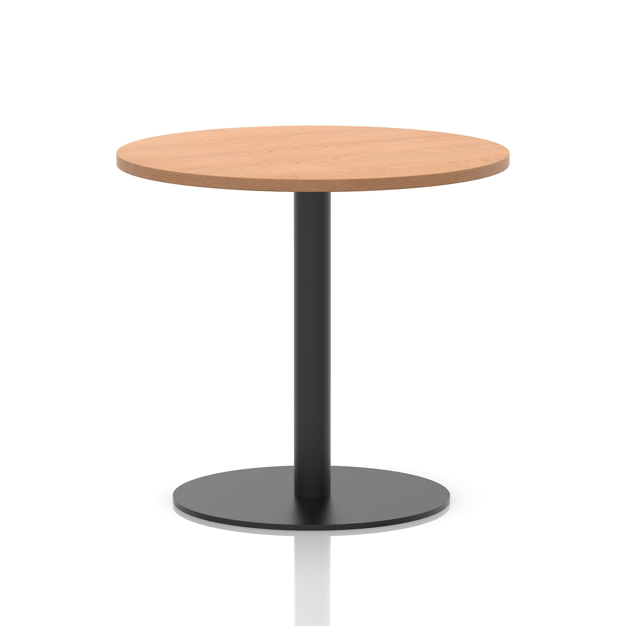 Italia Round Poseur Table – Black Leg, Round MFC Top, 600–1200mm, Standard or Poseur Height, Multiple Wood Finishes, 10 Year Warranty, Office Meeting Bistro Furniture