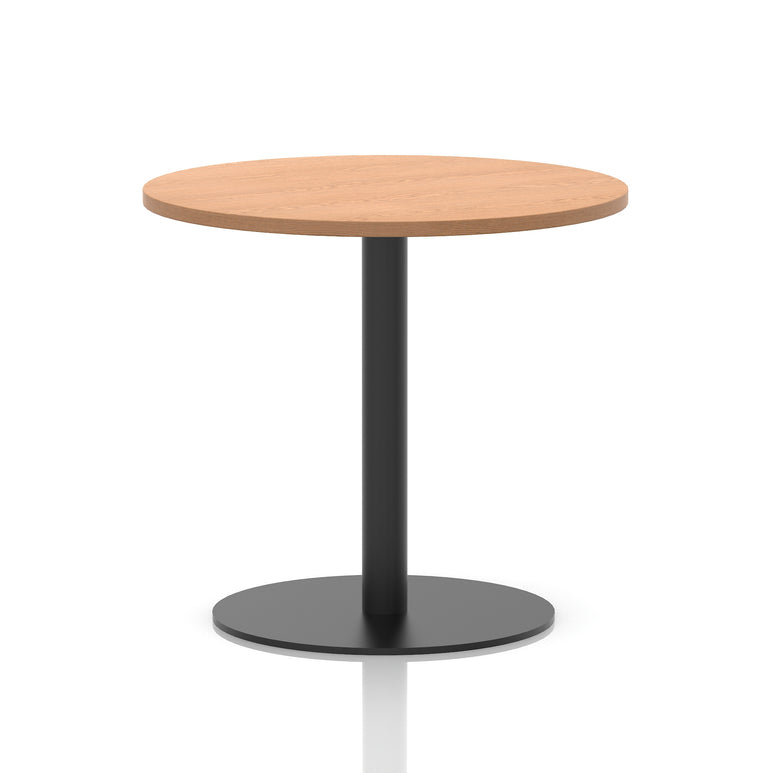 Italia Round Poseur Table – Black Leg, Round MFC Top, 600–1200mm, Standard or Poseur Height, Multiple Wood Finishes, 10 Year Warranty, Office Meeting Bistro Furniture