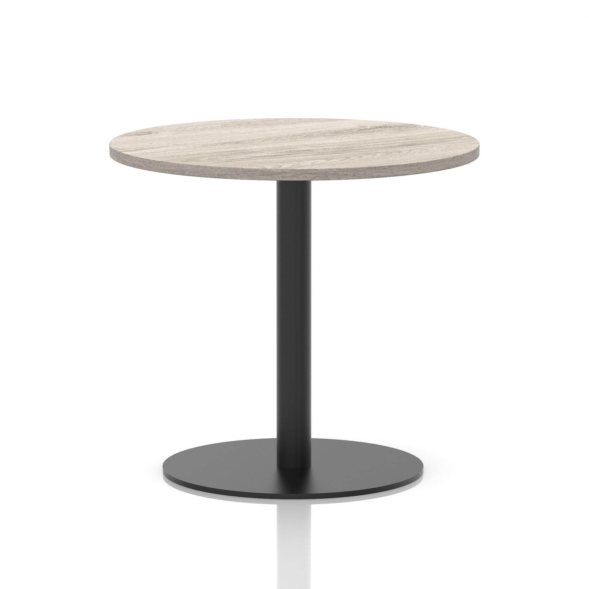 Italia Round Poseur Table – Black Leg, Round MFC Top, 600–1200mm, Standard or Poseur Height, Multiple Wood Finishes, 10 Year Warranty, Office Meeting Bistro Furniture