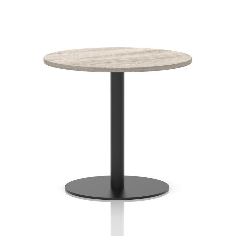 Italia Round Poseur Table – Black Leg, Round MFC Top, 600–1200mm, Standard or Poseur Height, Multiple Wood Finishes, 10 Year Warranty, Office Meeting Bistro Furniture