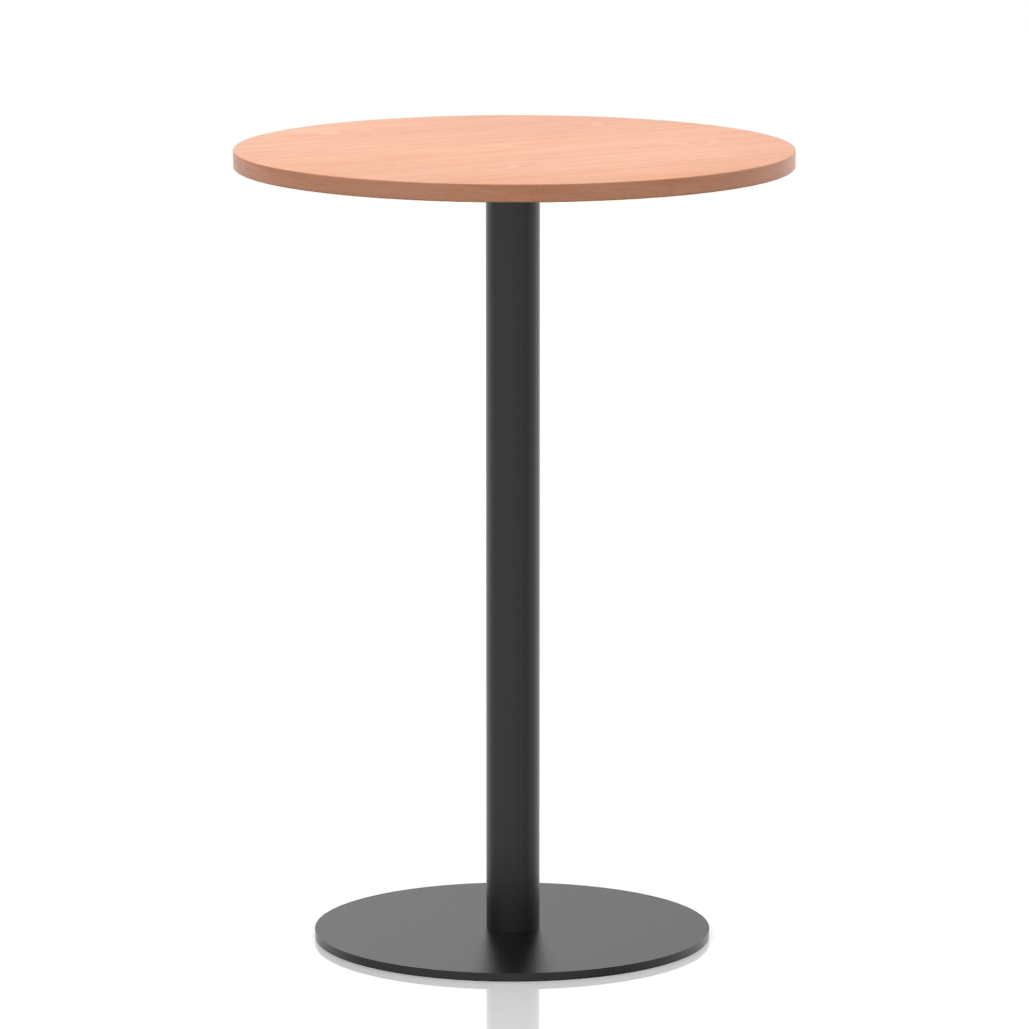 Italia Round Poseur Table – Black Leg, Round MFC Top, 600–1200mm, Standard or Poseur Height, Multiple Wood Finishes, 10 Year Warranty, Office Meeting Bistro Furniture