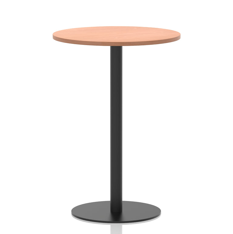 Italia Round Poseur Table – Black Leg, Round MFC Top, 600–1200mm, Standard or Poseur Height, Multiple Wood Finishes, 10 Year Warranty, Office Meeting Bistro Furniture