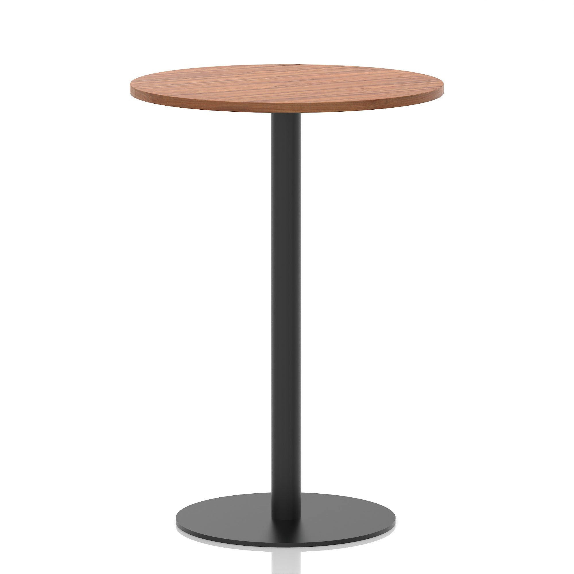 Italia Round Poseur Table – Black Leg, Round MFC Top, 600–1200mm, Standard or Poseur Height, Multiple Wood Finishes, 10 Year Warranty, Office Meeting Bistro Furniture