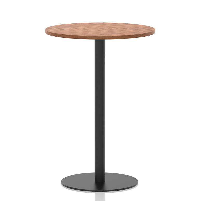 Italia Round Poseur Table – Black Leg, Round MFC Top, 600–1200mm, Standard or Poseur Height, Multiple Wood Finishes, 10 Year Warranty, Office Meeting Bistro Furniture