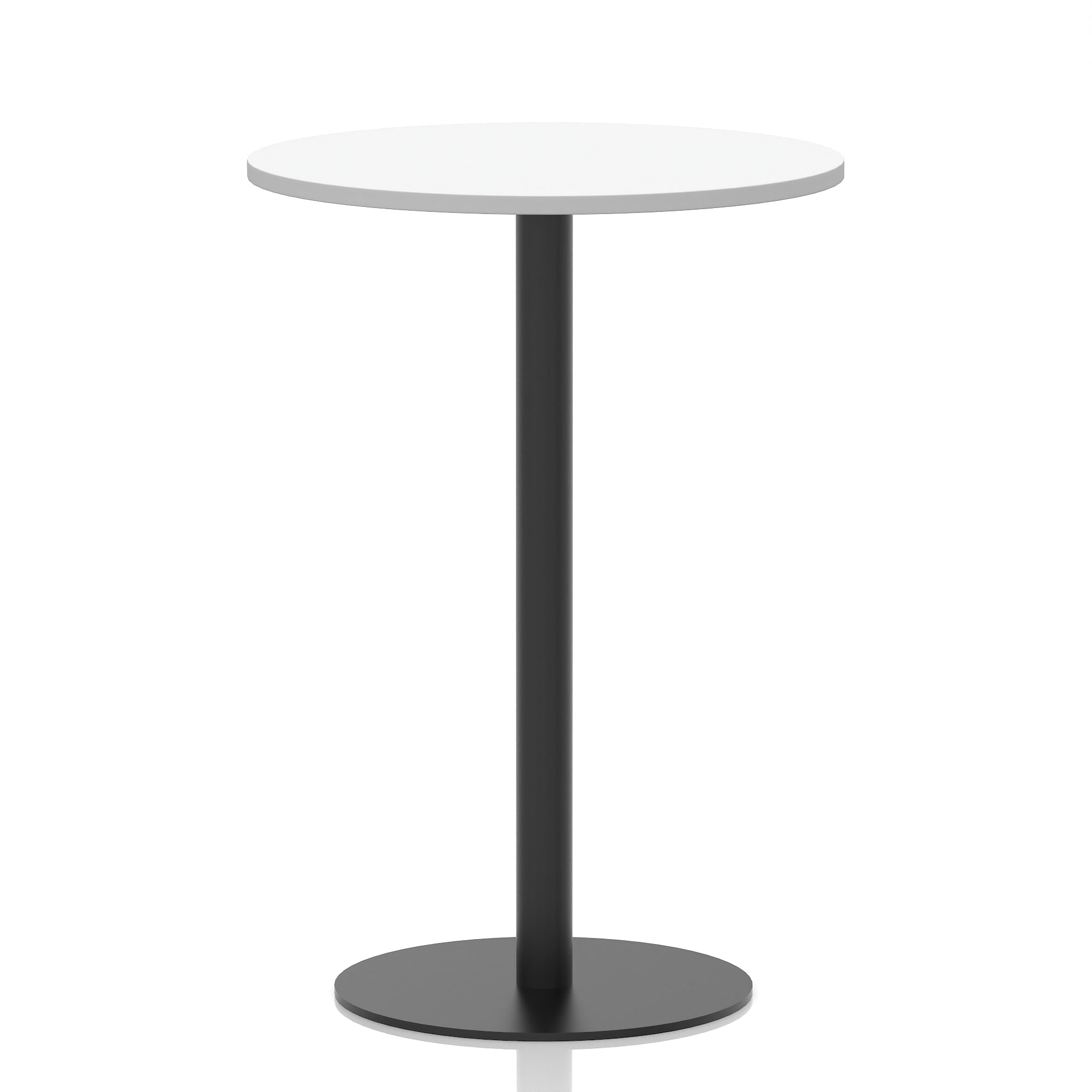 Italia Round Poseur Table – Black Leg, Round MFC Top, 600–1200mm, Standard or Poseur Height, Multiple Wood Finishes, 10 Year Warranty, Office Meeting Bistro Furniture