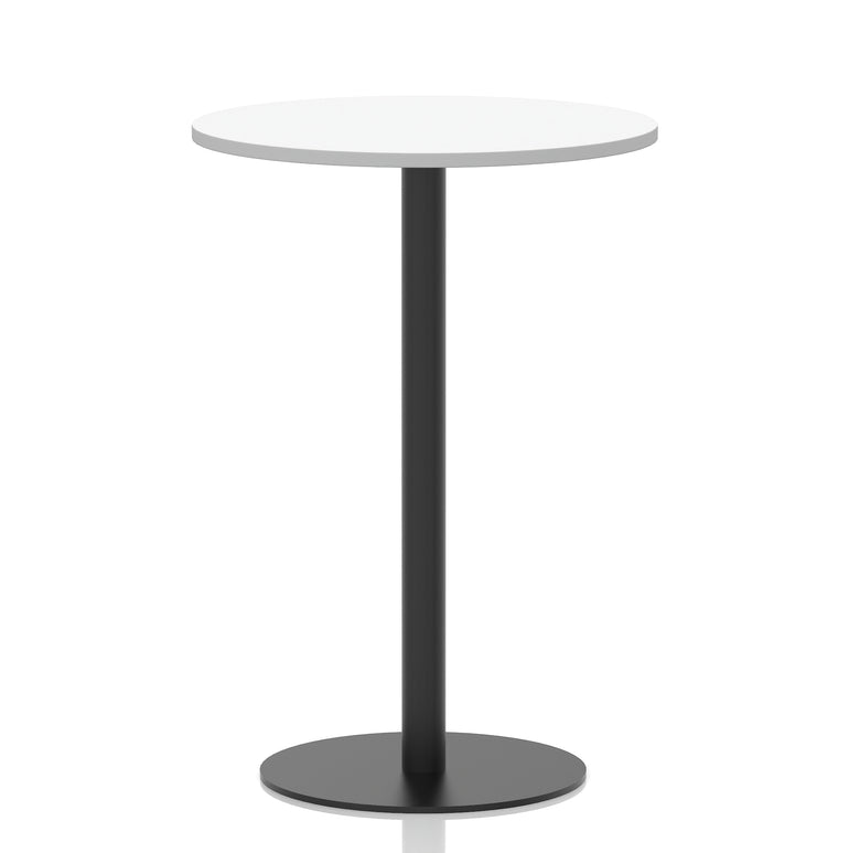 Italia Round Poseur Table – Black Leg, Round MFC Top, 600–1200mm, Standard or Poseur Height, Multiple Wood Finishes, 10 Year Warranty, Office Meeting Bistro Furniture