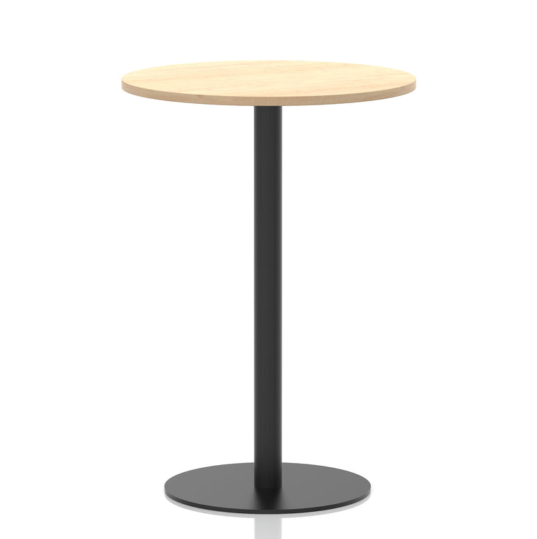 Italia Round Poseur Table – Black Leg, Round MFC Top, 600–1200mm, Standard or Poseur Height, Multiple Wood Finishes, 10 Year Warranty, Office Meeting Bistro Furniture