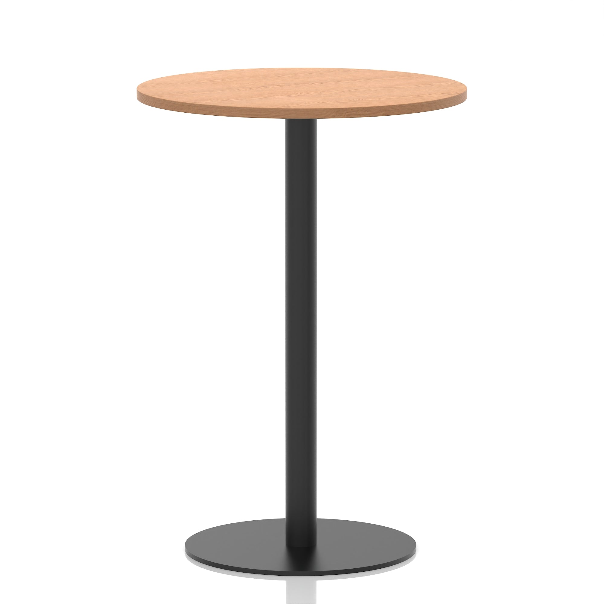 Italia Round Poseur Table – Black Leg, Round MFC Top, 600–1200mm, Standard or Poseur Height, Multiple Wood Finishes, 10 Year Warranty, Office Meeting Bistro Furniture