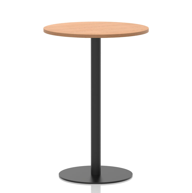 Italia Round Poseur Table – Black Leg, Round MFC Top, 600–1200mm, Standard or Poseur Height, Multiple Wood Finishes, 10 Year Warranty, Office Meeting Bistro Furniture