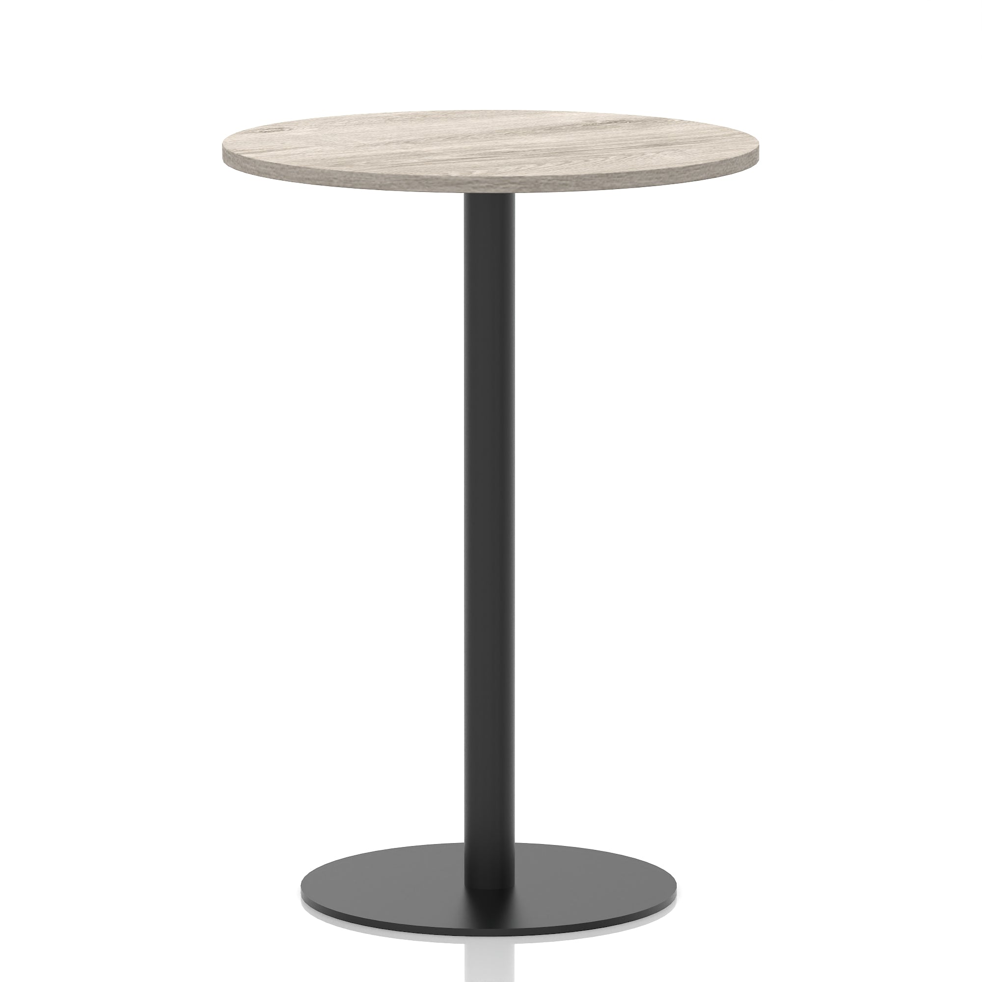 Italia Round Poseur Table – Black Leg, Round MFC Top, 600–1200mm, Standard or Poseur Height, Multiple Wood Finishes, 10 Year Warranty, Office Meeting Bistro Furniture