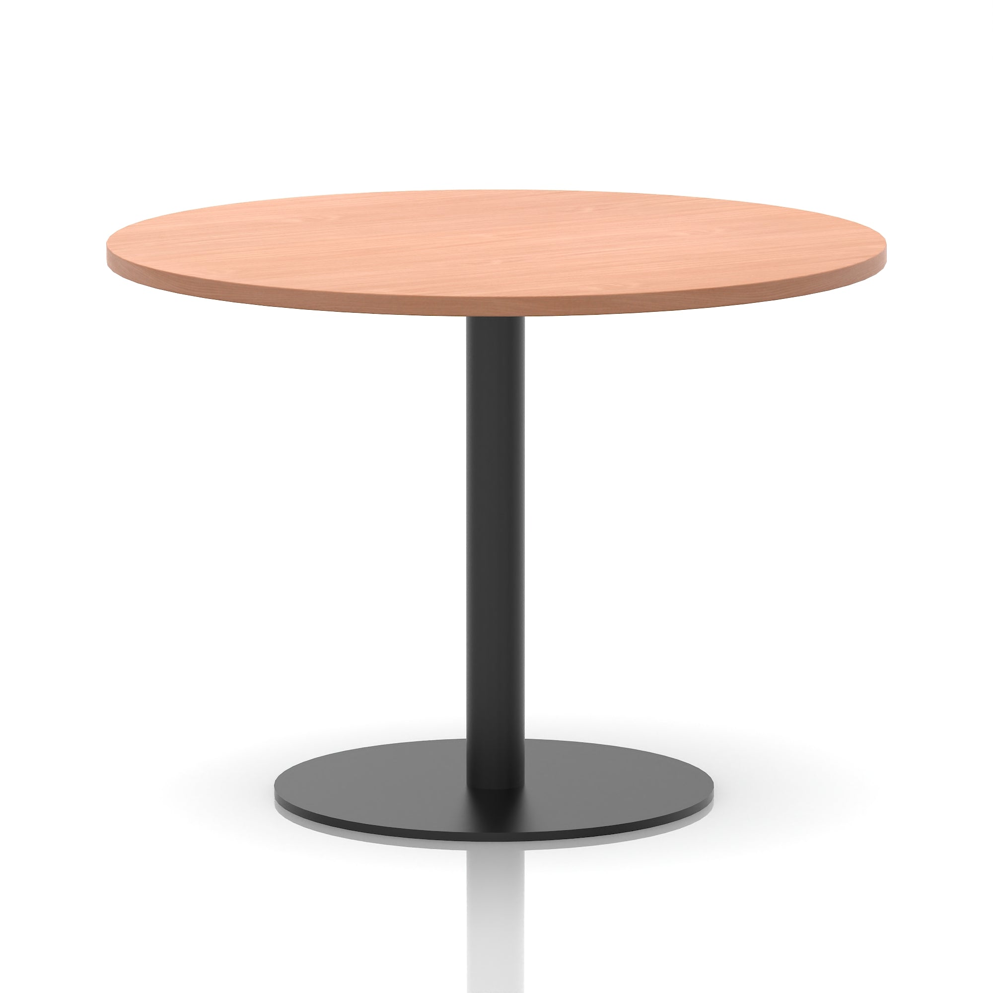Italia Round Poseur Table – Black Leg, Round MFC Top, 600–1200mm, Standard or Poseur Height, Multiple Wood Finishes, 10 Year Warranty, Office Meeting Bistro Furniture