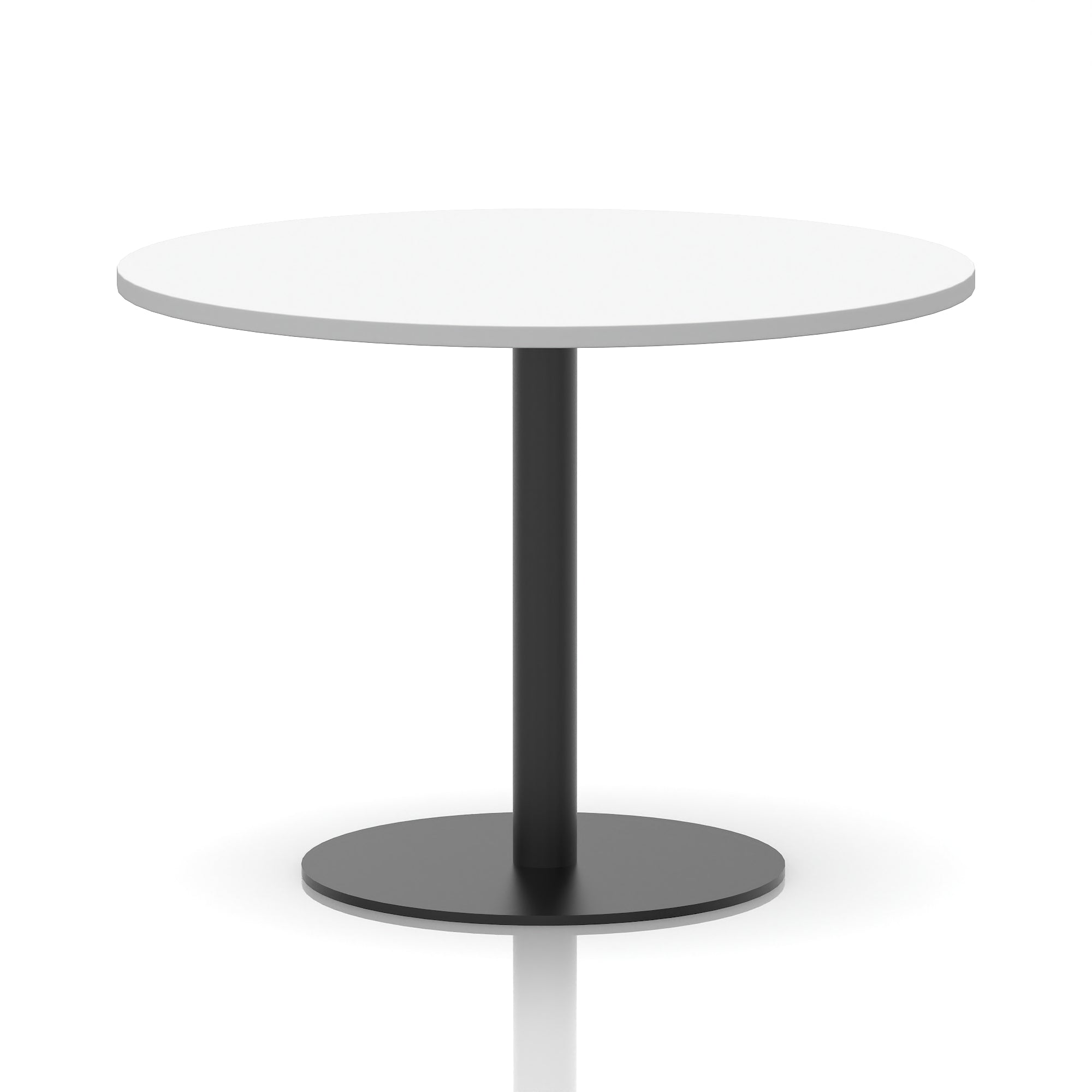 Italia Round Poseur Table – Black Leg, Round MFC Top, 600–1200mm, Standard or Poseur Height, Multiple Wood Finishes, 10 Year Warranty, Office Meeting Bistro Furniture