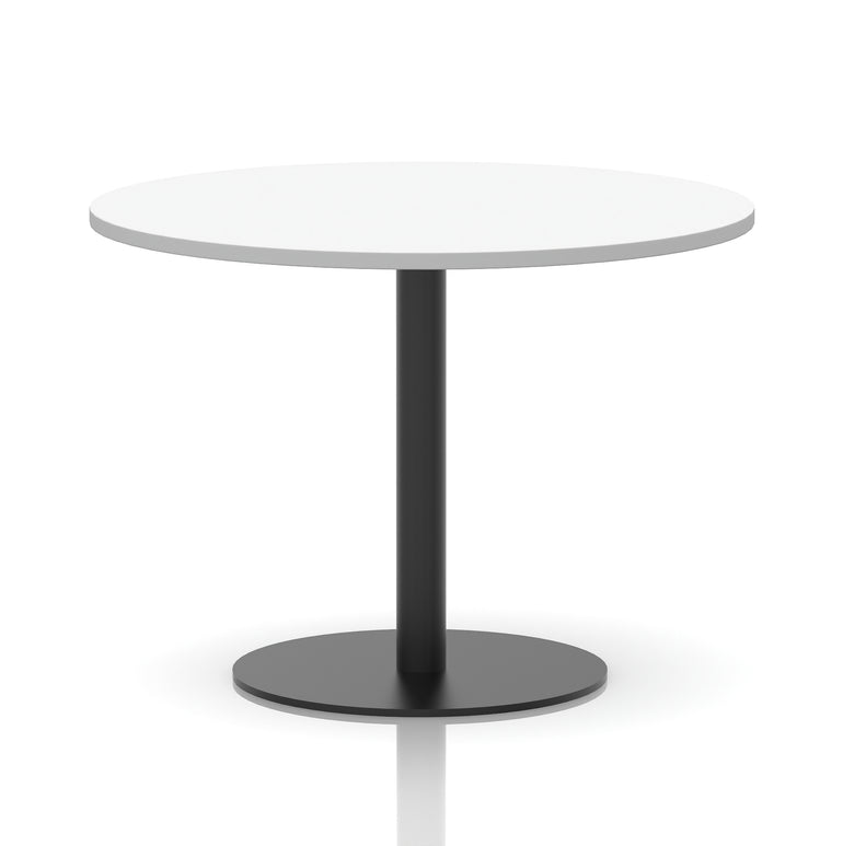 Italia Round Poseur Table – Black Leg, Round MFC Top, 600–1200mm, Standard or Poseur Height, Multiple Wood Finishes, 10 Year Warranty, Office Meeting Bistro Furniture