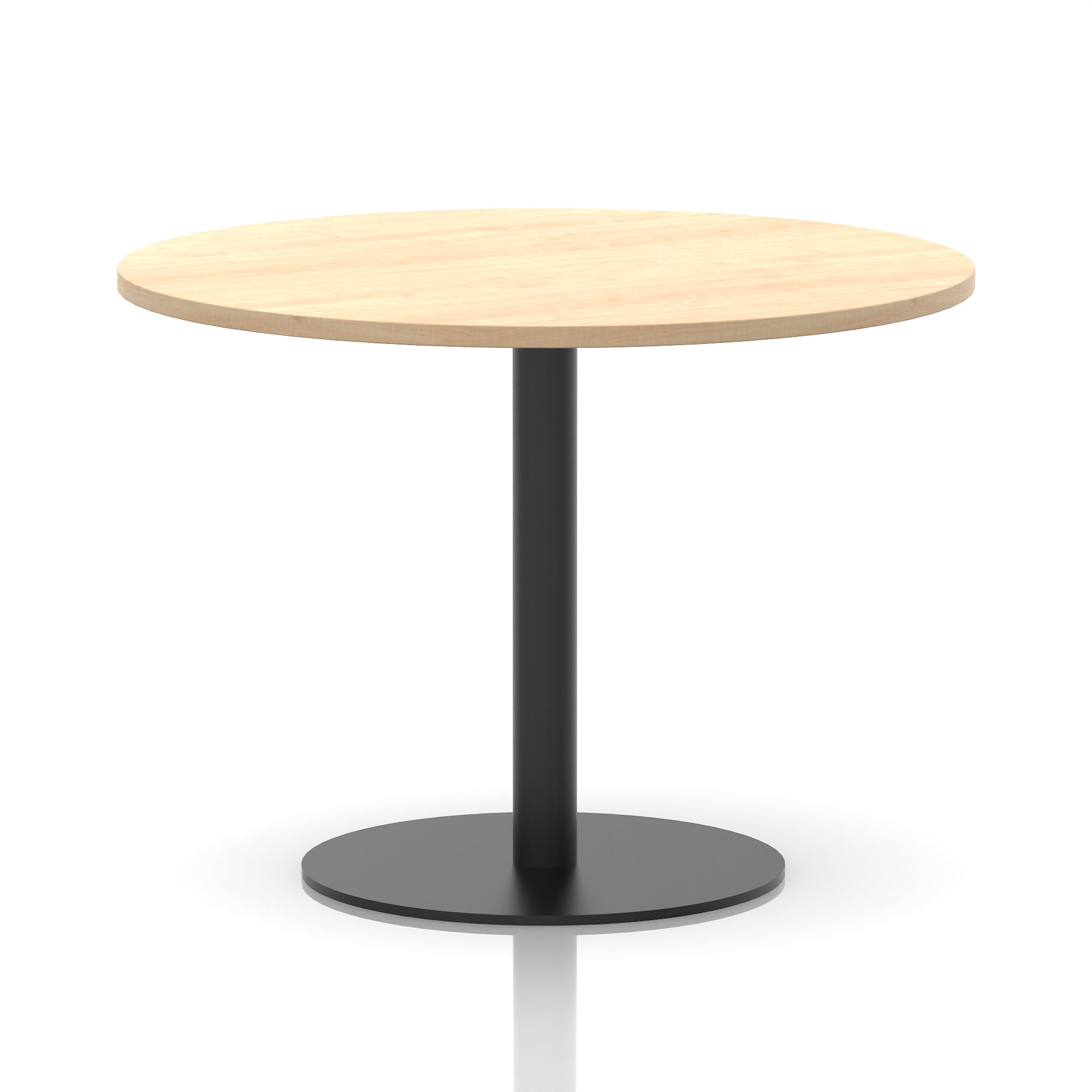 Italia Round Poseur Table – Black Leg, Round MFC Top, 600–1200mm, Standard or Poseur Height, Multiple Wood Finishes, 10 Year Warranty, Office Meeting Bistro Furniture