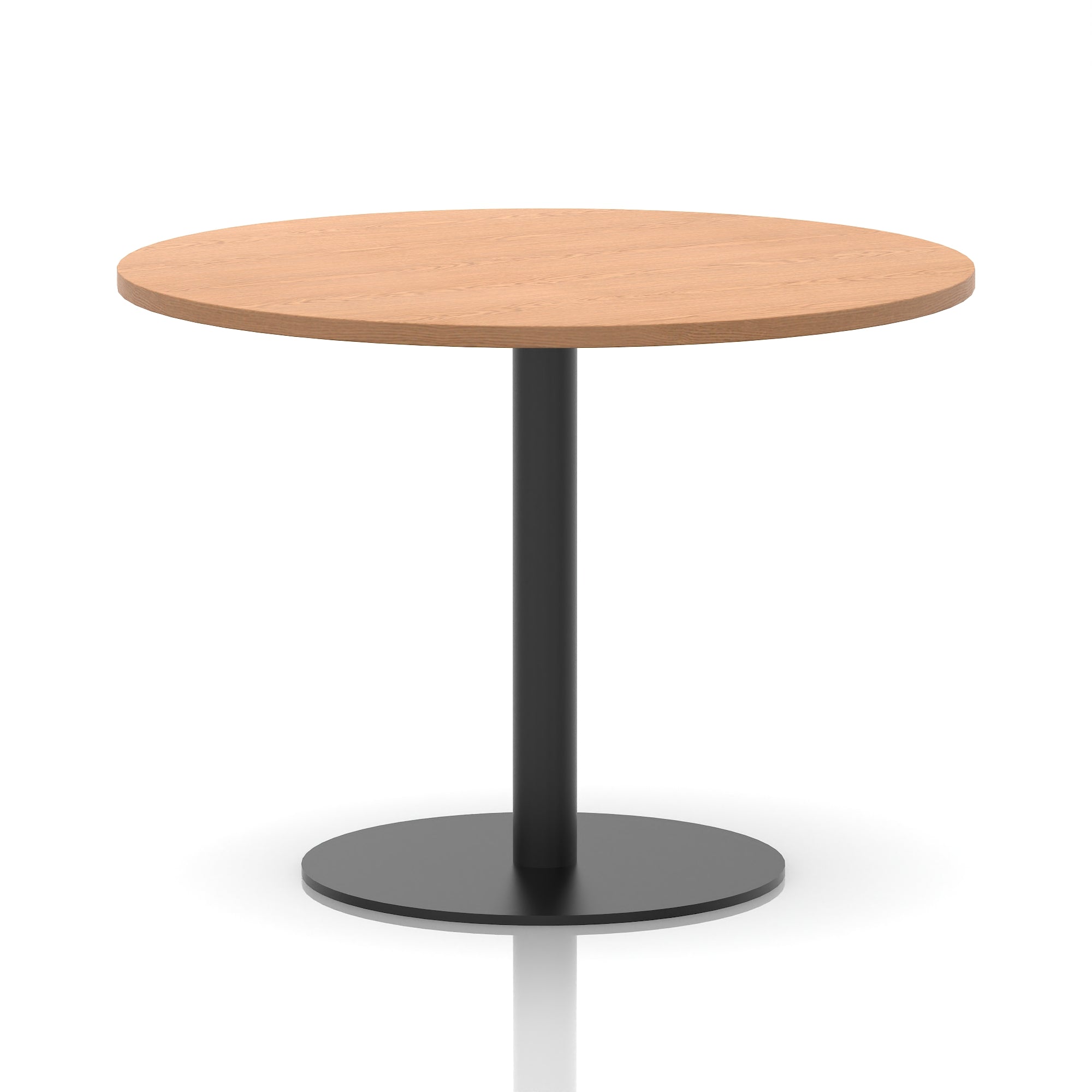 Italia Round Poseur Table – Black Leg, Round MFC Top, 600–1200mm, Standard or Poseur Height, Multiple Wood Finishes, 10 Year Warranty, Office Meeting Bistro Furniture