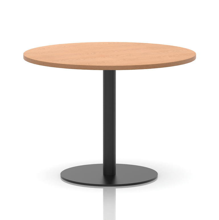 Italia Round Poseur Table – Black Leg, Round MFC Top, 600–1200mm, Standard or Poseur Height, Multiple Wood Finishes, 10 Year Warranty, Office Meeting Bistro Furniture