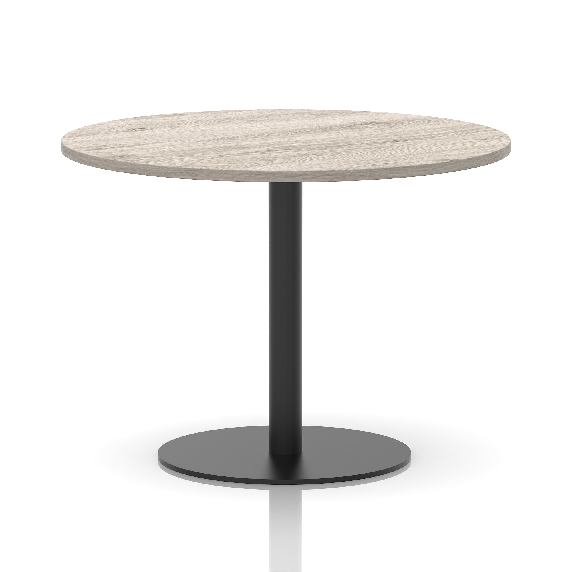 Italia Round Poseur Table – Black Leg, Round MFC Top, 600–1200mm, Standard or Poseur Height, Multiple Wood Finishes, 10 Year Warranty, Office Meeting Bistro Furniture