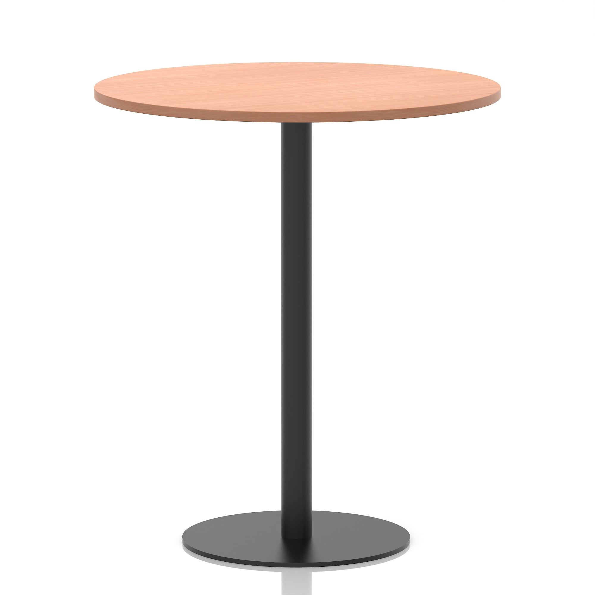 Italia Round Poseur Table – Black Leg, Round MFC Top, 600–1200mm, Standard or Poseur Height, Multiple Wood Finishes, 10 Year Warranty, Office Meeting Bistro Furniture